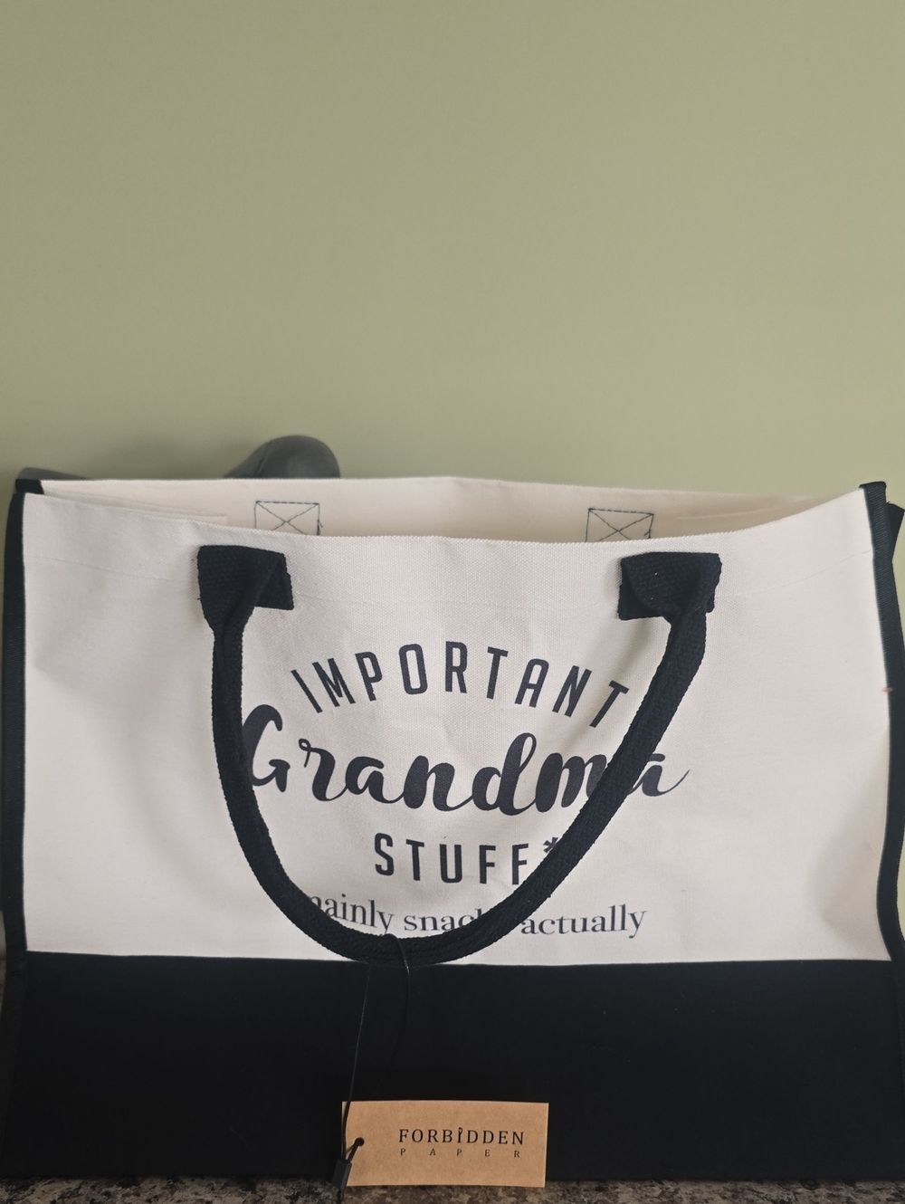 Important Grandma Stuff Tote Bag - Black & White New